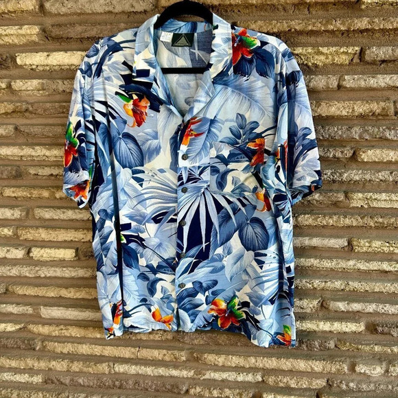 Kennington Vintage Men's Hawaiian Floral Short Sleeve Camp Shirt Size Large - Picture 1 of 7